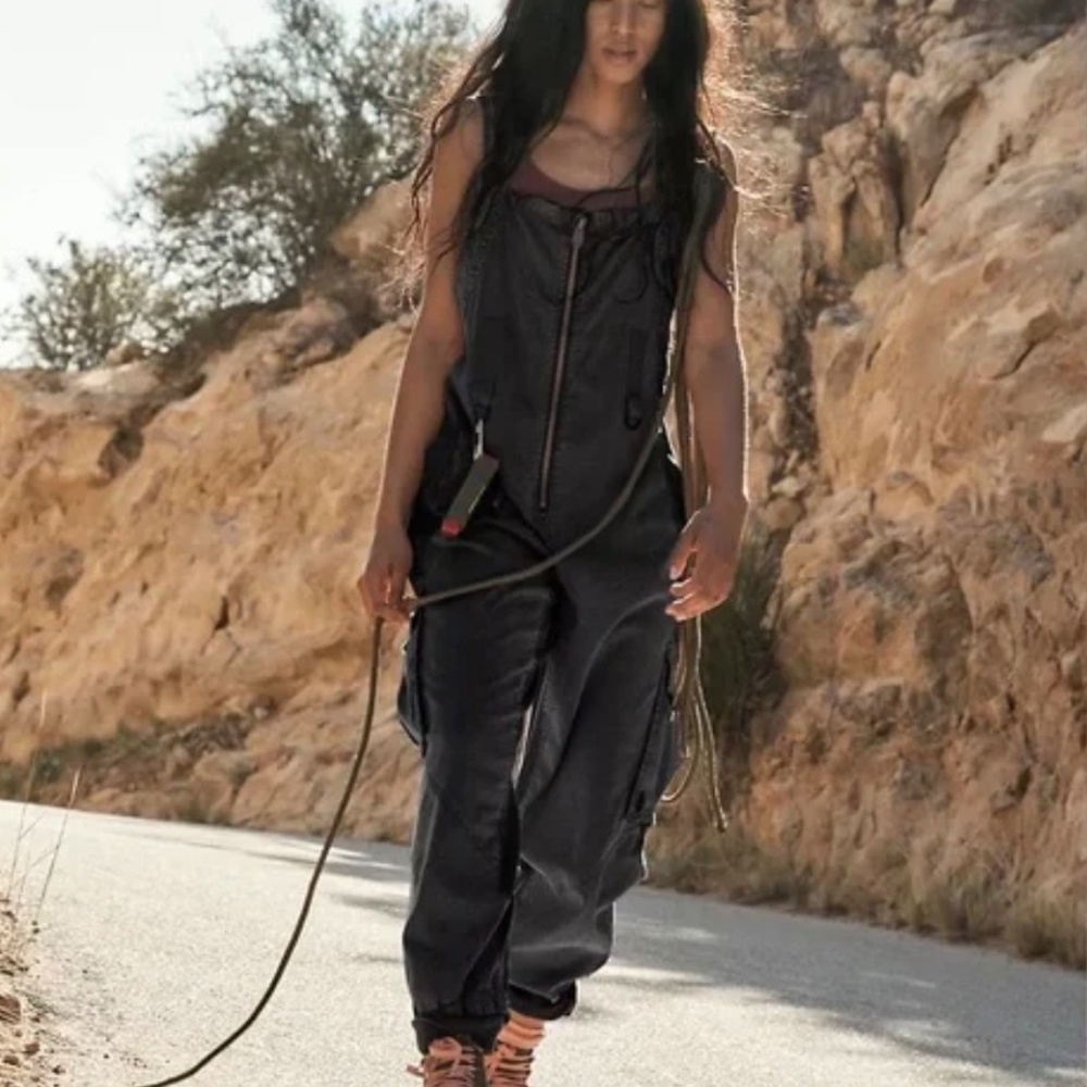 Free People Fast Track Onesie Jumpsuit Jumper in Black Size S